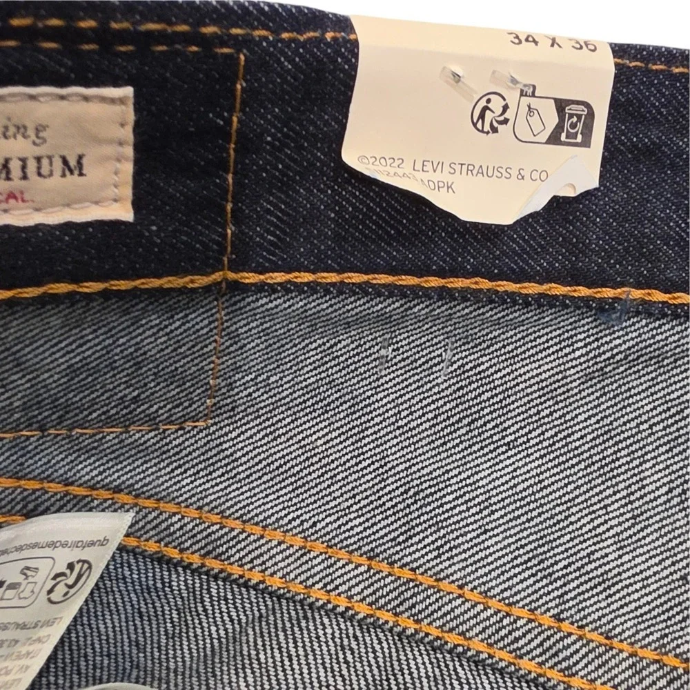 Levis Mens Premium 505 Regular Fit Jeans Dark Indigo Selvedge Denim 34x36